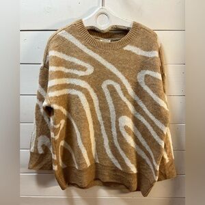 JODIFL – Beige & White Abstract Knit Sweater – Size 1X